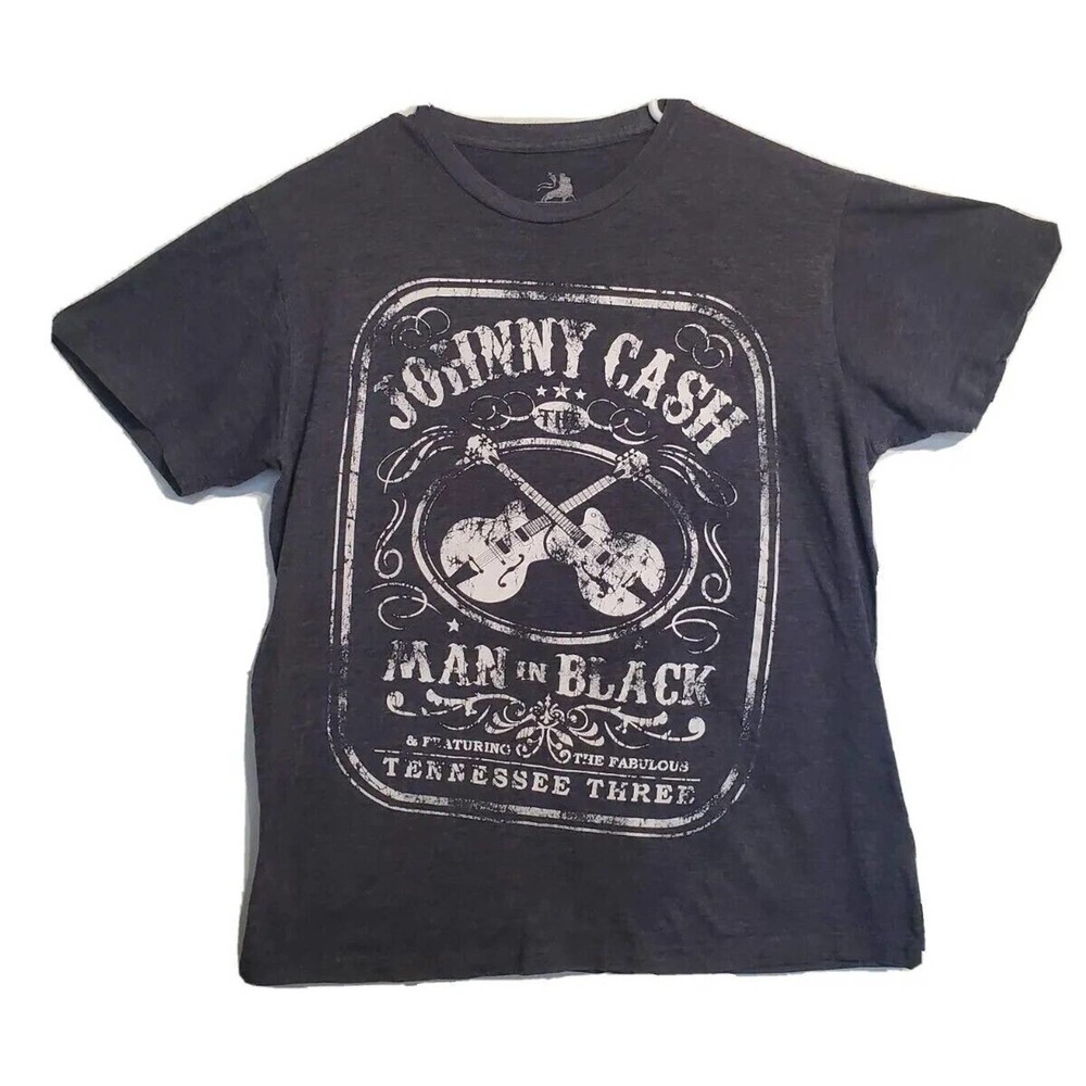 Johnny Cash Man In Black T Shirt Size Medium/Large distressed look Zion